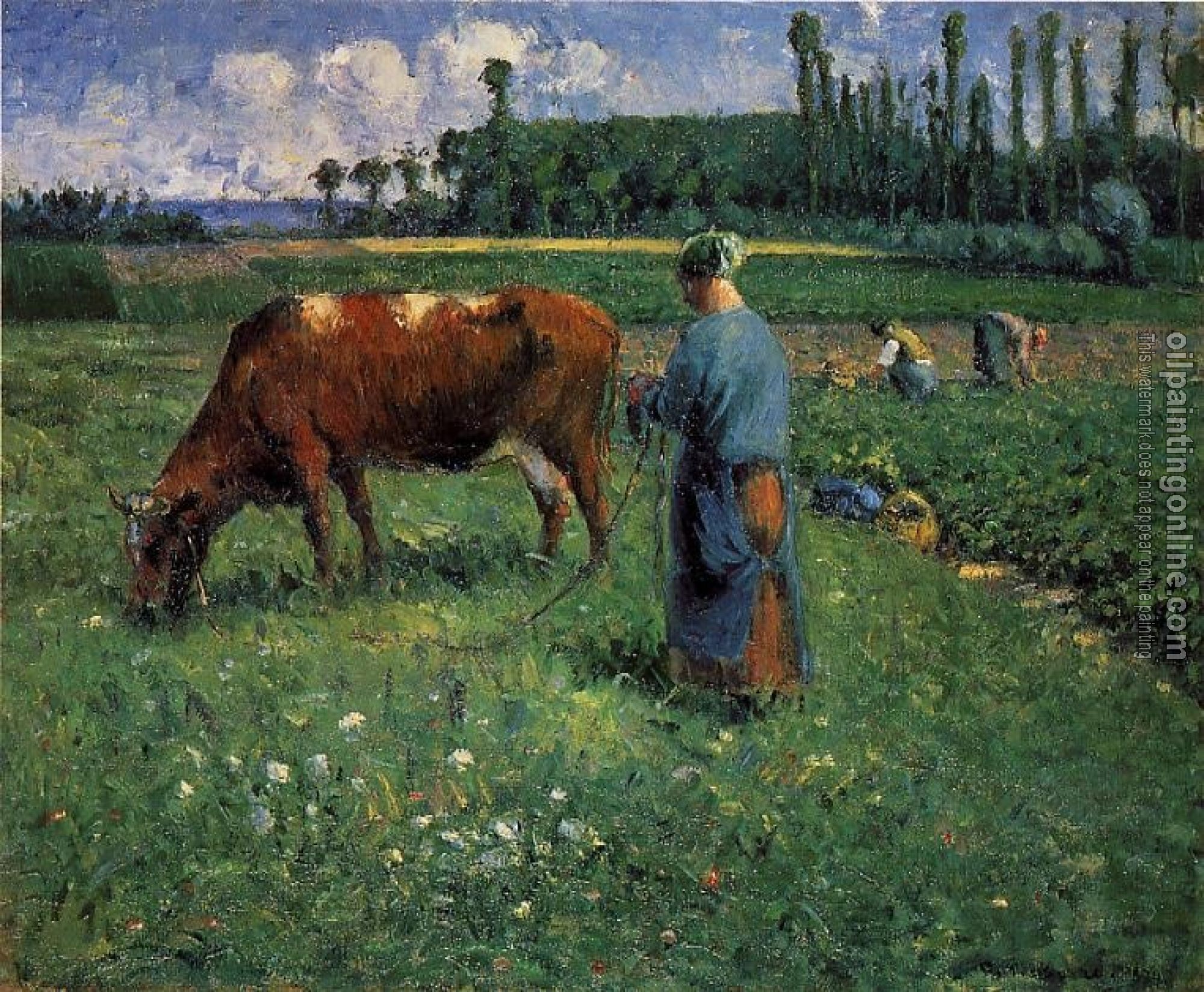 Pissarro, Camille - Girl Tending a Cow in a Pasture